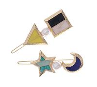 BIUDECO Fermagli per Chioma da Donna Set da 2 Pezzi a Forma di Stella e Mezzaluna Colore Casuale Perle Piccole Forcine Decorative per Acconciature Quotidiane, Feste, Matrimoni e Regali
