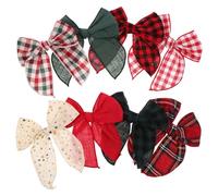 BIUDECO Fiocchi per Chioma Natalizi Tartan da 8 Pezzi Fermagli per Chioma a Fiocco Scozzese e Metallo Accessori per Feste di Natale e Eventi Scolastici per Bambine