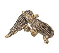 BIUDECO Manopole in Ottone a Forma di Coccodrillo, Set 2 Pezzi, Maniglie Mini per Armadi e Cassettiere Vintage, Accessori per Porte di Mobili da Cucina Finitura Antica