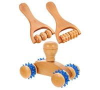 BIUDECO Massaggiatori in Legno per Piedi, Schiena e Spalle 3 Pezzi Rulli Ergonomici, Strumenti Portatili per Massaggio Stimolante Punti di Agopuntura, Uso Domestico da Viaggio