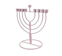 BIUDECO Menorah Bracci in Lega Rosa per Hanukkah Portacandele Vintage in Stile Gerusalemme Supporto Solido per Candele Colonna Decorazione Festiva Ebraica Raffinata