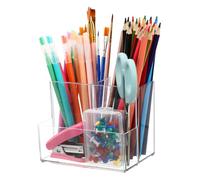 BIUDECO Organizer Trasparente con Scomparti Divisori Portapennelli e Cosmetici per Scrivania per Ufficio Bagno e Camera per Cancelleria e Prodotti
