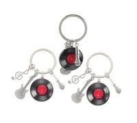 BIUDECO Portachiavi Musicale in Metallo da 3 Pezzi con Microfono, Chitarra e Nota Musicale, Ciondolo retrò Vinile per Zaino e Borse, Accessorio Vintage per Amanti della Musica e