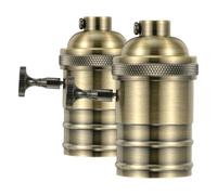 BIUDECO Portalampada Vintage E27 in Alluminio con Interruttore a Manopola On/off, Facile da Installare, per Lampade a Sospensione e Arredamento Casa, 2 Pezzi