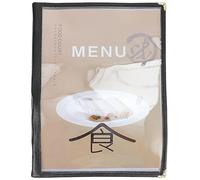 BIUDECO Raccoglitore per Menu in Pvc Trasparente 6 Pagine Antiscivolo, Cartella ad Anelli Leggera e Protettiva per Ristorante e Uso Professionale