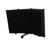 BIUDECO Schermo Antivento Microfono Pieghevole 3 Pannelli Nero Filtro Anti-pop e Isolamento Acustico Portatile per Registrazione, Karaoke e Trasmissione Professionale