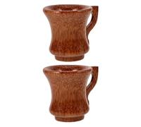 BIUDECO Set 2 Calici da Vino in Legno di Cocco con Venature Naturali, Bicchieri Rotondi Multiuso Eleganti per Casa e Ufficio