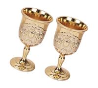 BIUDECO Set 2 Calici in Metallo Stile Europeo per Vino Bianco e Rosso Design Vintage Retrò Dorato Bicchieri da Festa Eleganti per Casa Ristorante e Banchetti