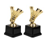BIUDECO Set 2 Trofei Badminton in Plastica Durevole Decorazione per Concorso Scuola Infanzia e Primaria Premio di Competizione per Campione e Medaglia di Onore