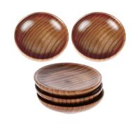 BIUDECO Set 5 Pezzi Piatti in Legno Rotondi per Salsa di Soia e Condimenti, Design Unico Antiscivolo, Facili da Conservare, per Intrattenere gli Ospiti