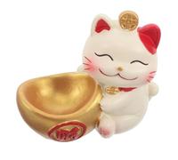 BIUDECO Statuetta Portafortuna a Forma di Gatto Maneki Neko con Base per Sfera di Cristallo 2,5-3 Cm, Decorazione Feng Shui Simbolo Cinese della Ricchezza, Ornamento Compatto per Ufficio