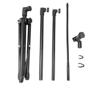 BIUDECO Supporto Microfono da Pavimento Tripode in Stand Regolabile e Stabile per Performance su Palco Karaoke Conferenze e Live Streaming Nero