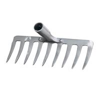 BIUDECO Testa di Rastrello Agricolo Robusta 9 Denti in Acciaio per Allentare Terreno e Diserbare, Parte di Ricambio per Attrezzo da Giardino Multifunzione, Adatta per Manutenzione Prato