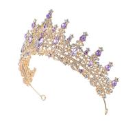 BIUDECO Tiara da Sposa in Lega Resistente Strass Viola, Cerchietto per Ragazze per Matrimonio e Feste, Decorazioni Chioma Eleganti per Bambine e Donne