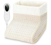 Biutee Scaldapiedi Elettrico, Foderato con Scaldapiedi Lavabili, Riscaldamento Rapido, Temperatura Regolabile da 30-60°C, Spegnimento Automatico,Impostazione Timer Intelligente, Bianco