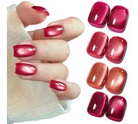 Biutee Smalto Semipermanente Unghie Magnetico - Marrone Rosso Trasparente Jelly Cat Magnetic Eye - Smalti Semipermanenti per Unghie Soak-Off U V/LED Art Salone 4pcs