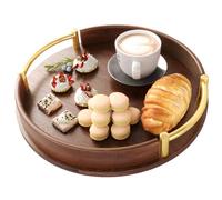 Biutimarden Bambù Vassoio da Portata con Maniglie per Cucina Vassoio per la Prima Colazione per Soggiorno Vassoio Legno Rotondo con Manici per Decorazione (30 * 30 cm)