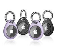 Biuupa 4 Pezzi Portachiavi AirTag - Porta Airtag per Apple, Chiavi Zaini e Animale in TPU Antiurto e Antigraffio con Cover Frontale, 360°Custodia AirTag, Mantiene Forte il Segnale