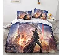BIVEE Star Wars Set Di 3D Copripiumino in Microfibre 3 Pezzi War Copripiuminoa Cerniera Con Federa Per Adulti Giovani Biancheria Da Letto Stampati Double（200x200cm）