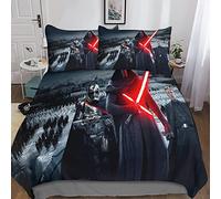BIVEE Star Wars Set Di 3D Copripiumino in Microfibre 3 Pezzi War Copripiuminoa Cerniera Con Federa Per Adulti Giovani Biancheria Da Letto Stampati King（220x240cm）