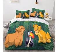 BIVEE The Lion King Set Di Biancheria 3 Pezzi Con Stampa Di 3D Copripiumino Con Cerniera Incluso E Federe Morbida Microfibra Biancheria Da Animation Letto Per Ragazzi E Ragazze Double（200x200cm）