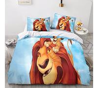 BIVEE The Lion King Set Di Biancheria Da Letto Con Stampa 3D Con Federe Animation Copripiumino Con Chiusura Cerniera Morbida Microfibra Copripiumino Per Ragazzi E Ragazze Double（200x200cm）