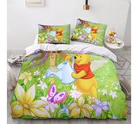 BIVEE Winnie The Pooh Copripiumino in 3 Pezzi Set Di Biancheria Da Animation Letto Con Stampati in 3D Federe Cerniera Nascosta in Microfibra Policotone Per Ragazzi E Ragazze King（220x240cm）