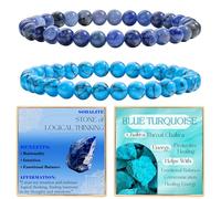 Bivei 2 Pezzi 8mm Bracciale Donna - Sodalite, Turchese Blu - Bracciali con Elastico con Pietre Naturali, Gioielli con Perline Fatto a Mano per Yoga, Meditazione, Protezione e Regalo
