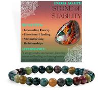 Bivei Agata Indiana - Stabilità - signora braccialetto perline 6mm semiprezioso cristallo naturale elastico elastico cristallo accessori regalo di yoga