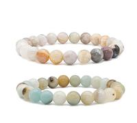 Bivei Bracciale elasticizzato fatto a mano con perline rotonde da 8 mm, cristalli Reiki semi preziosi, gemme naturali