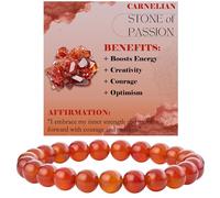 Bivei Corniola - Passione - signora braccialetto perline 8mm semiprezioso cristallo naturale elastico elastico cristallo accessori regalo di yoga Large
