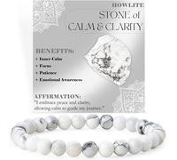 Bivei Howlite - Calma & chiarezza - signora braccialetto perline 6mm semiprezioso cristallo naturale elastico elastico cristallo accessori regalo di yoga