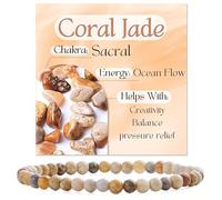 Bivei Jade Corallo - Creatività e Calma - signora braccialetto perline 4mm semiprezioso cristallo naturale elastico elastico cristallo accessori regalo di yoga