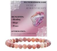 Bivei Jade Fiore di Prugno - Speranza e Rinascita - signora braccialetto perline 6mm semiprezioso cristallo naturale elastico elastico cristallo accessori regalo di yoga