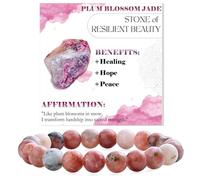 Bivei Jade Fiore di Prugno - Speranza e Rinascita - signora braccialetto perline 8mm semiprezioso cristallo naturale elastico elastico cristallo accessori regalo di yoga