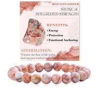 Bivei Jaspe a Veine Rossa - Passione Infiammata - signora braccialetto perline 8mm semiprezioso cristallo naturale elastico elastico cristallo accessori regalo di yoga