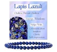 Bivei Lapislazzuli - Saggezza Braccialetto di Cristallo per Donna 4mm Perle Pietra Semipreziosa Naturale Elastico Estensibile Gioiello Regalo Yoga Grande