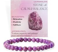 Bivei Lepidolite - Calma e Equilibrio - signora braccialetto perline 6mm semiprezioso cristallo naturale elastico elastico cristallo accessori regalo di yoga