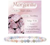 Bivei Morganite - Lenitiva Braccialetto di Cristallo per Donna 4mm Perle Pietra Semipreziosa Naturale Elastico Estensibile Gioiello Regalo Yoga Grande