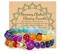 Bivei Naturale Gemstone Bracciali di cristallo e pietra Chakra Beaded Stretch Bracciale 8 millimetri Reiki Semi Precious Bead Lotus Charm Gioielli Regali Benedizione per le donne (17cm 7 Chakra)