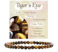 Bivei Occhio di tigre - Potenziante Braccialetto di Cristallo per Donna 4mm Perle Pietra Semipreziosa Naturale Elastico Estensibile Gioiello Regalo Yoga Grande