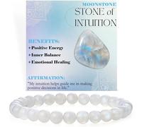 Bivei Pietra di luna - Intuizione - signora braccialetto perline 6mm semiprezioso cristallo naturale elastico elastico cristallo accessori regalo di yoga Grande