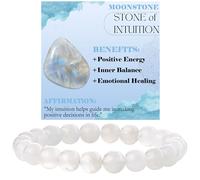 Bivei Pietra di luna - Intuizione - signora braccialetto perline 8mm semiprezioso cristallo naturale elastico elastico cristallo accessori regalo di yoga Small