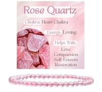 Bivei Quarzo rosa - Amorevole Braccialetto di Cristallo per Donna 4mm Perle Pietra Semipreziosa Naturale Elastico Estensibile Gioiello Regalo Yoga Grande