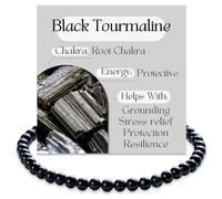 Bivei Tormalina nera - Protettiva Braccialetto di Cristallo per Donna 4mm Perle Pietra Semipreziosa Naturale Elastico Estensibile Gioiello Regalo Yoga
