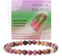Bivei Tournalina arcobaleno - Equilibrio - signora braccialetto perline 6mm semiprezioso cristallo naturale elastico elastico cristallo accessori regalo di yoga