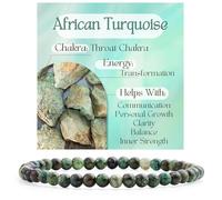 Bivei Turchese africano - Trasformazione Braccialetto di Cristallo per Donna 4mm Perle Pietra Semipreziosa Naturale Elastico Estensibile Gioiello Regalo Yoga