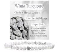 Bivei Turchese bianco - Stabilizzante Braccialetto di Cristallo per Donna 4mm Perle Pietra Semipreziosa Naturale Elastico Estensibile Gioiello Regalo Yoga