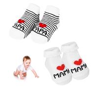 BIVOFU Calzini Neonato 0-6 Mesi, Calzini Antiscivolo Bambino in Cotone con Scritte Divertenti Ti amo papà e mamma, Calzini Regalo per Neonata Femmina Neonato Maschio, Regali Nascita Compleanno