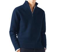 Bivoo Maglione da Uomo in Cashmere con Cerniera,Felpe Pullover in Lana Casual a Tinta Unita a Manica Lunga,Maglione con Zip da Uomo (XXX-Large,Blu Marino)
